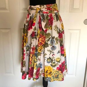 Vintage Floral Skirt with Tie Belt